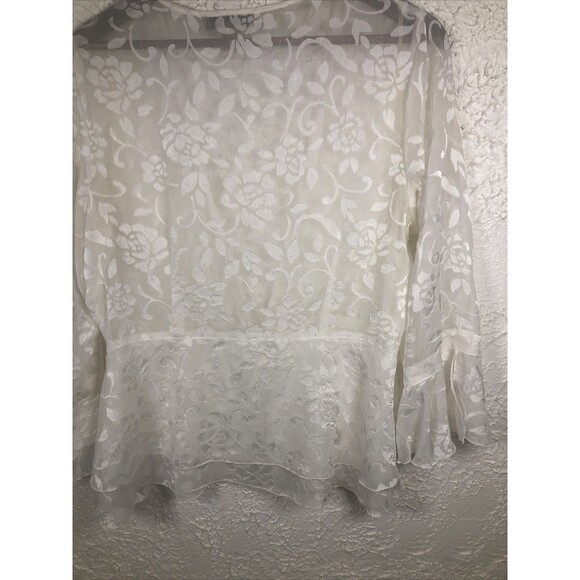 Notations Women's XL BOHO Fairy Cottagecore Open White Floral Lace Cardigan - Picture 7 of 9